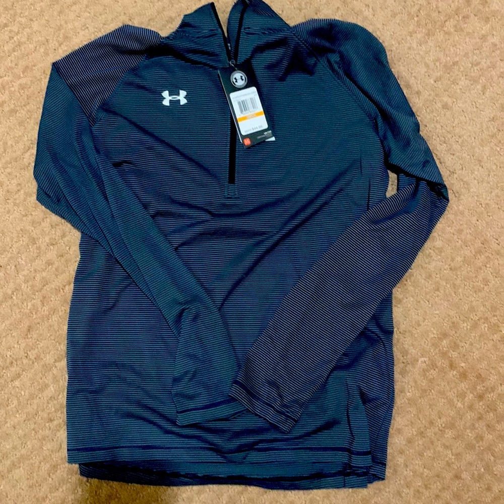 Under Armor black and grey strips 3/4 zip